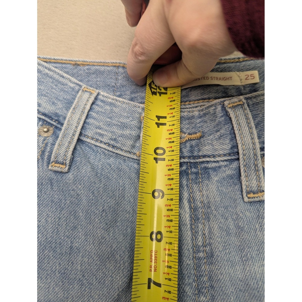 Levis High Waisted Straight Jeans Womens 25‎ Blue Light Wash Y2K Stretch Denim - Picture 6 of 15